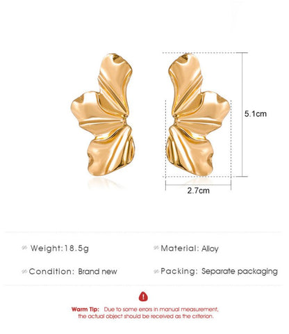 Retro Exaggerated Gold Flower Stud Earrings Simple Temperament-Jewearrings