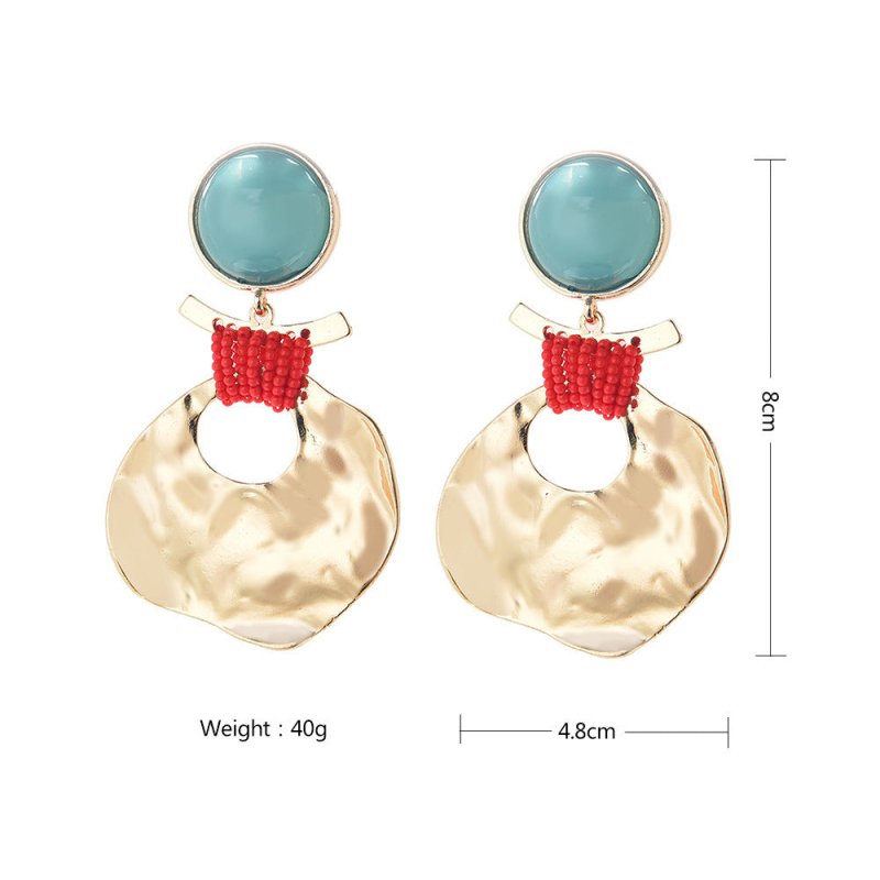 Retro Fashion Personality Metal Disc Acrylic Resin Earrings Big Earrings European And American Net Red New Earrings-Jewearrings