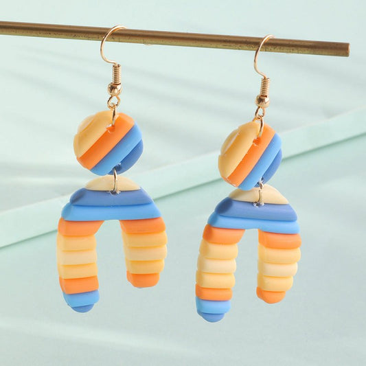 Retro Geometric U-shaped Cartoon Acrylic Earrings-Jewearrings