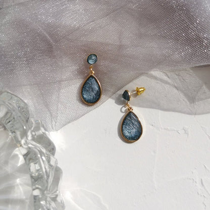 Retro Girl Resin Sea Blue Drop Earrings-Jewearrings