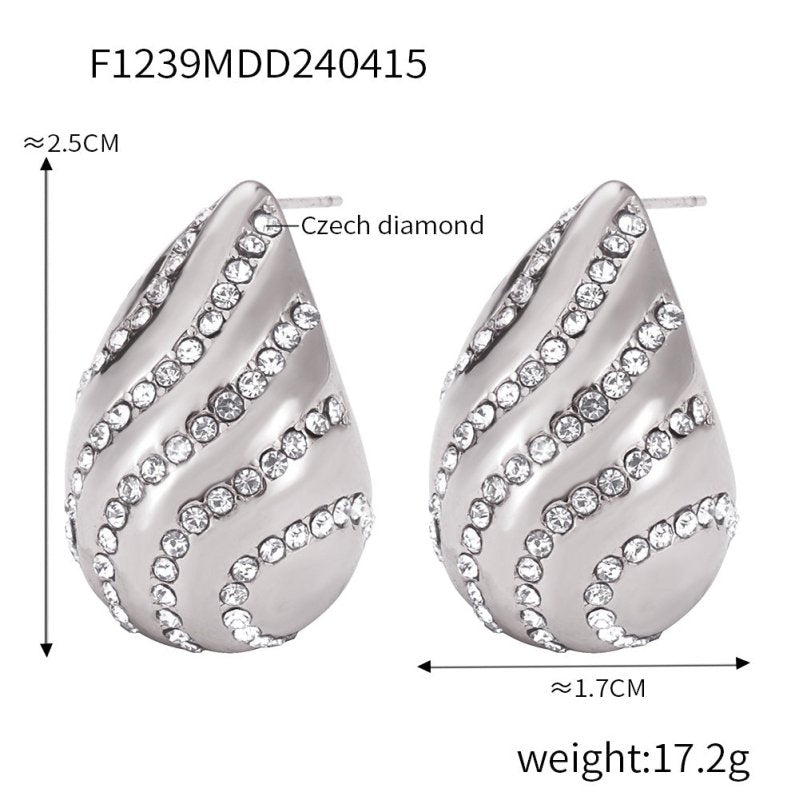 Retro Minority Affordable Luxury Style With Diamond Design Sense Water Drop-shaped Earrings-Jewearrings