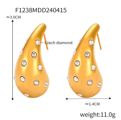 Retro Minority Affordable Luxury Style With Diamond Design Sense Water Drop-shaped Earrings-Jewearrings