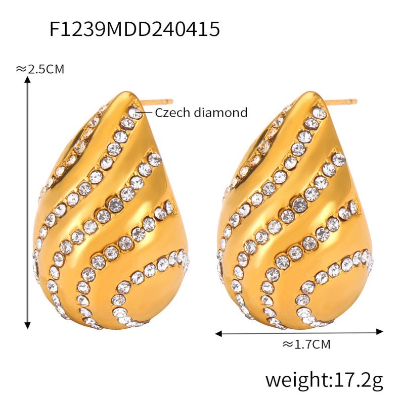 Retro Minority Affordable Luxury Style With Diamond Design Sense Water Drop-shaped Earrings-Jewearrings