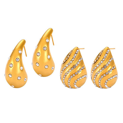 Retro Minority Affordable Luxury Style With Diamond Design Sense Water Drop-shaped Earrings-Jewearrings