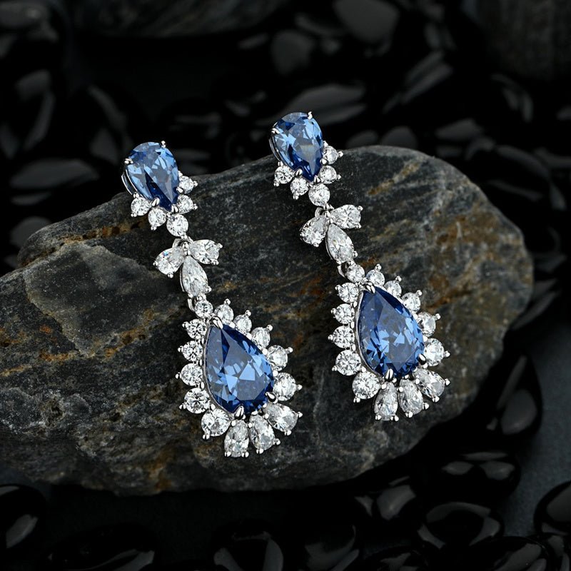 Retro Royal Blue Drop Earrings-Jewearrings