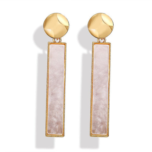 Retro simple resin shell pattern long earrings-Jewearrings