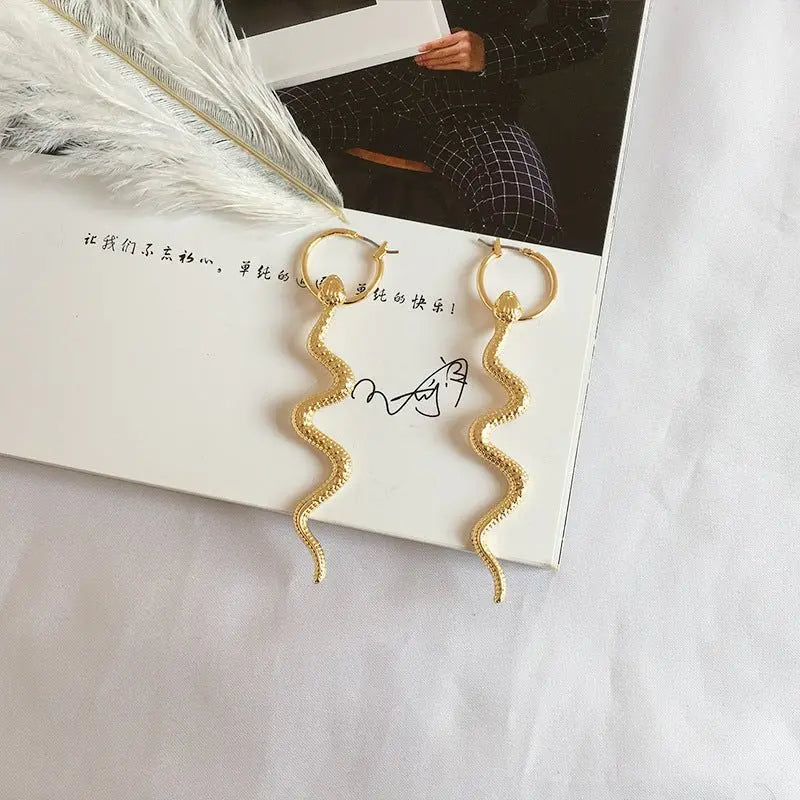 Retro Snake-Shaped Earrings - Exaggerated Design-Jewearrings