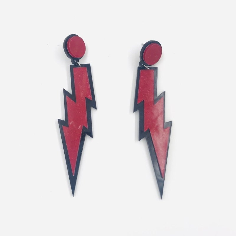 Retro Star Nightclub Multilayer Acrylic Lightning Earrings-Jewearrings