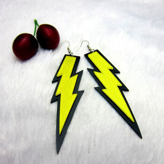 Retro Star Nightclub Multilayer Acrylic Lightning Earrings-Jewearrings