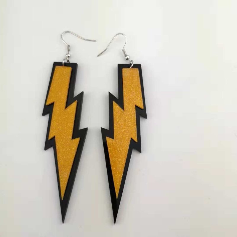 Retro Star Nightclub Multilayer Acrylic Lightning Earrings-Jewearrings