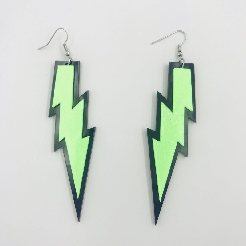 Retro Star Nightclub Multilayer Acrylic Lightning Earrings-Jewearrings