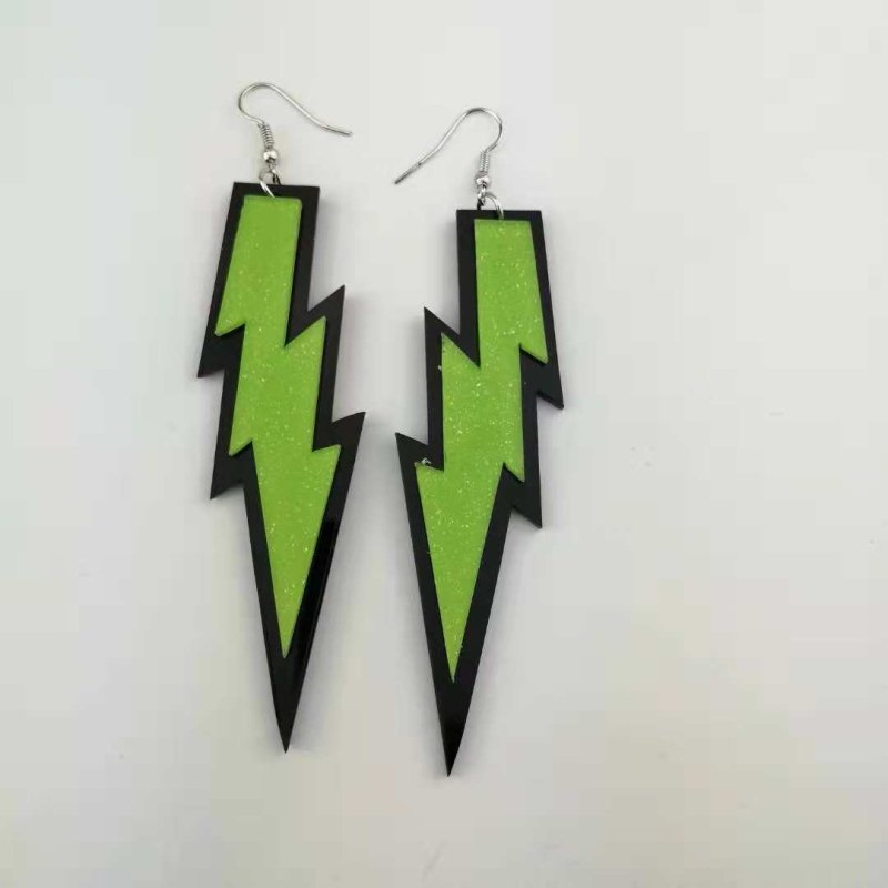 Retro Star Nightclub Multilayer Acrylic Lightning Earrings-Jewearrings