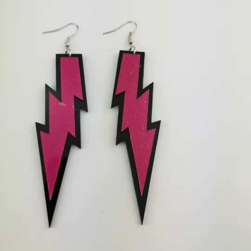 Retro Star Nightclub Multilayer Acrylic Lightning Earrings-Jewearrings