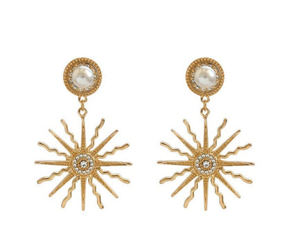 Retro Sun Flower Stud Earrings-Jewearrings