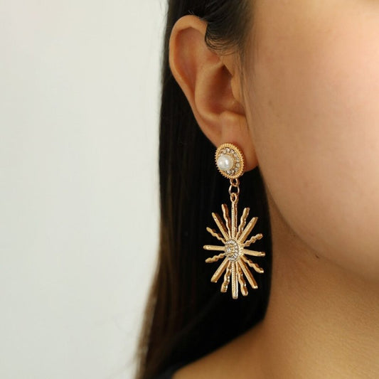 Retro Sun Flower Stud Earrings-Jewearrings