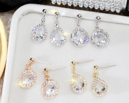 Rhinestone Zircon Crystal Drop Stud Earrings-Jewearrings