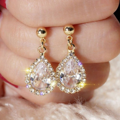 Rhinestone Zircon Crystal Drop Stud Earrings-Jewearrings