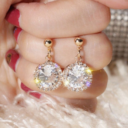 Rhinestone Zircon Crystal Drop Stud Earrings-Jewearrings