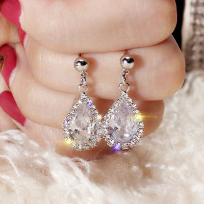 Rhinestone Zircon Crystal Drop Stud Earrings-Jewearrings