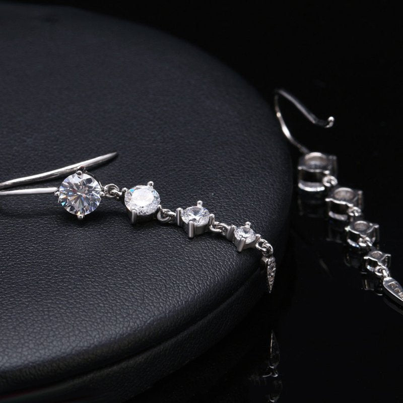 RINNTIN Diamond And Sterling Silver Simple White Gold Diamond Stud Earrings-Jewearrings