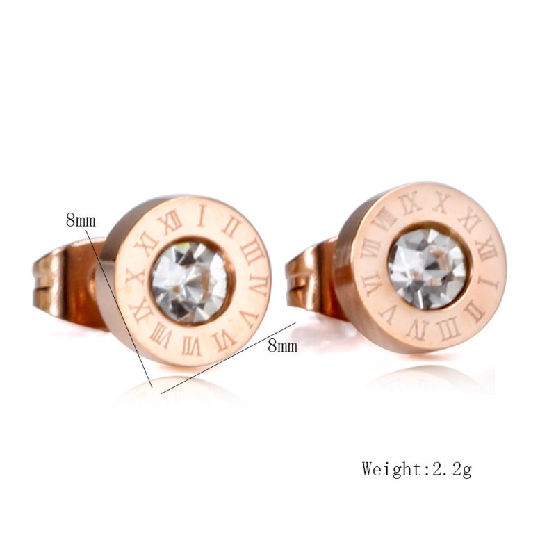 Roman Numerals and Diamond Stud Earrings-Jewearrings