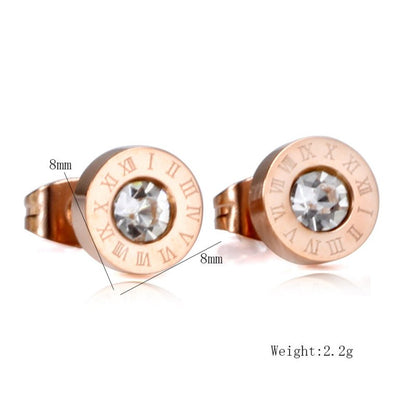 Roman Numerals and Diamond Stud Earrings-Jewearrings