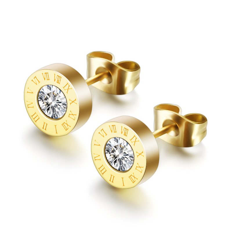 Roman Numerals and Diamond Stud Earrings-Jewearrings