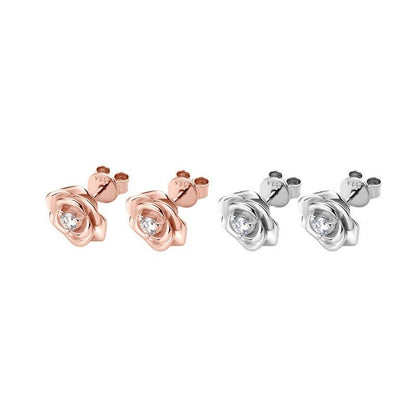 Rose Gold Diamond Stud Earrings Sterling Silver Design-Jewearrings