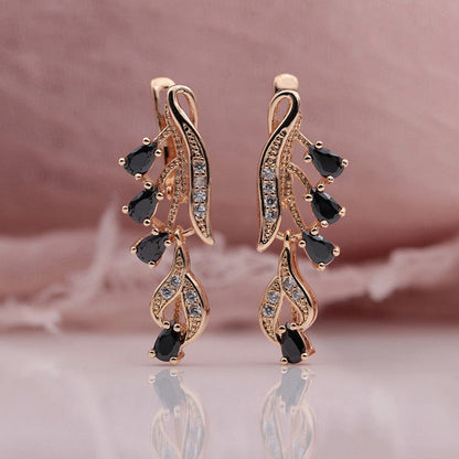 Rose Gold Multicolor Water Drop Natural Zircon Blue Crystal Earrings-Jewearrings