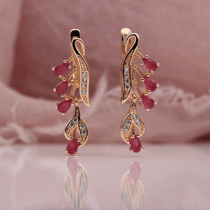 Rose Gold Multicolor Water Drop Natural Zircon Blue Crystal Earrings-Jewearrings