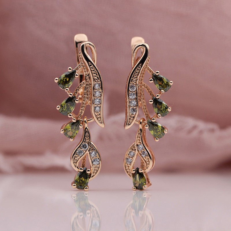 Rose Gold Multicolor Water Drop Natural Zircon Blue Crystal Earrings-Jewearrings