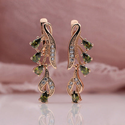 Rose Gold Multicolor Water Drop Natural Zircon Blue Crystal Earrings-Jewearrings