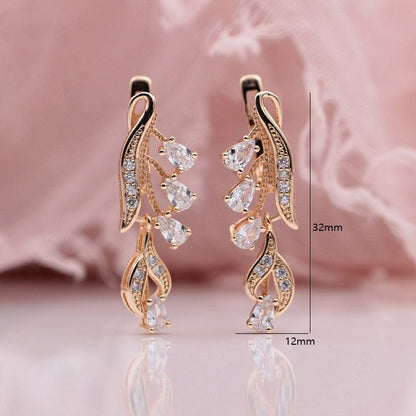 Rose Gold Multicolor Water Drop Natural Zircon Blue Crystal Earrings-Jewearrings