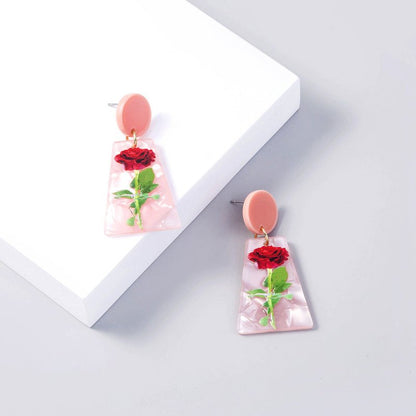 Rose Graffiti Acrylic Earrings Female Accessories Jewelry-Jewearrings