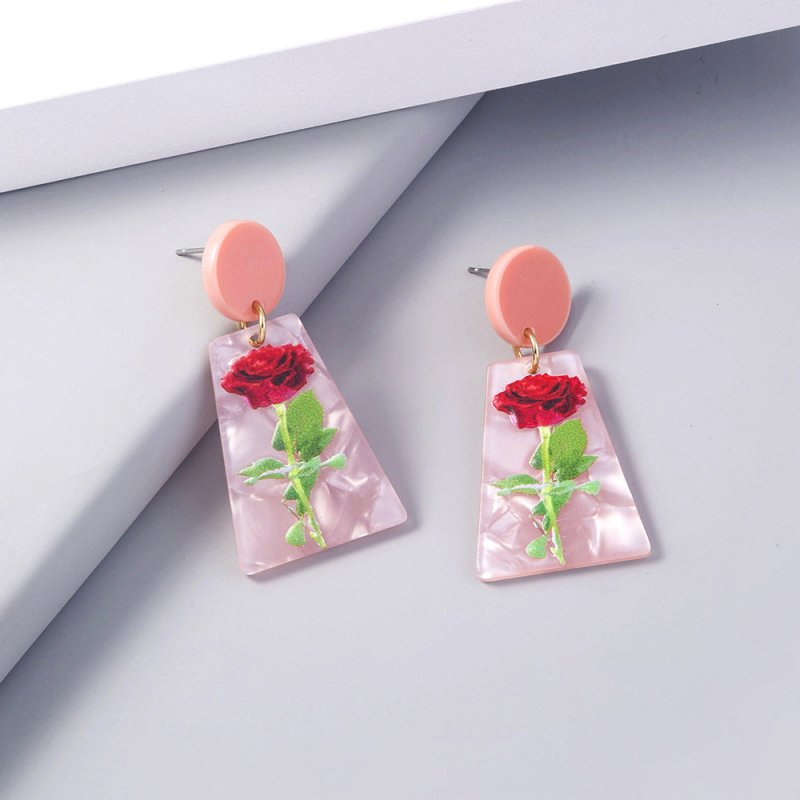 Rose Graffiti Acrylic Earrings Female Accessories Jewelry-Jewearrings