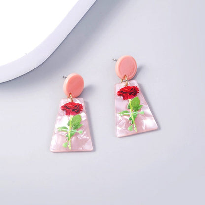 Rose Graffiti Acrylic Earrings Female Accessories Jewelry-Jewearrings