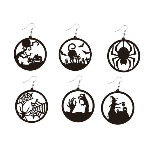 Round Acrylic Halloween Earrings-Jewearrings