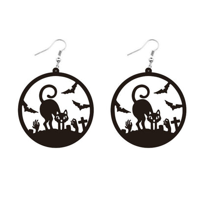 Round Acrylic Halloween Earrings-Jewearrings