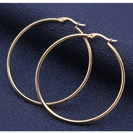 Round Big Earrings Female Non Fading Anti Allergic Earrings Stainless Steel Earrings-Jewearrings