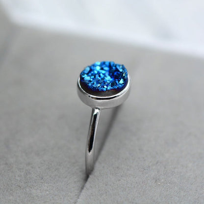 Round Blue Crystal Stud Earrings-Jewearrings