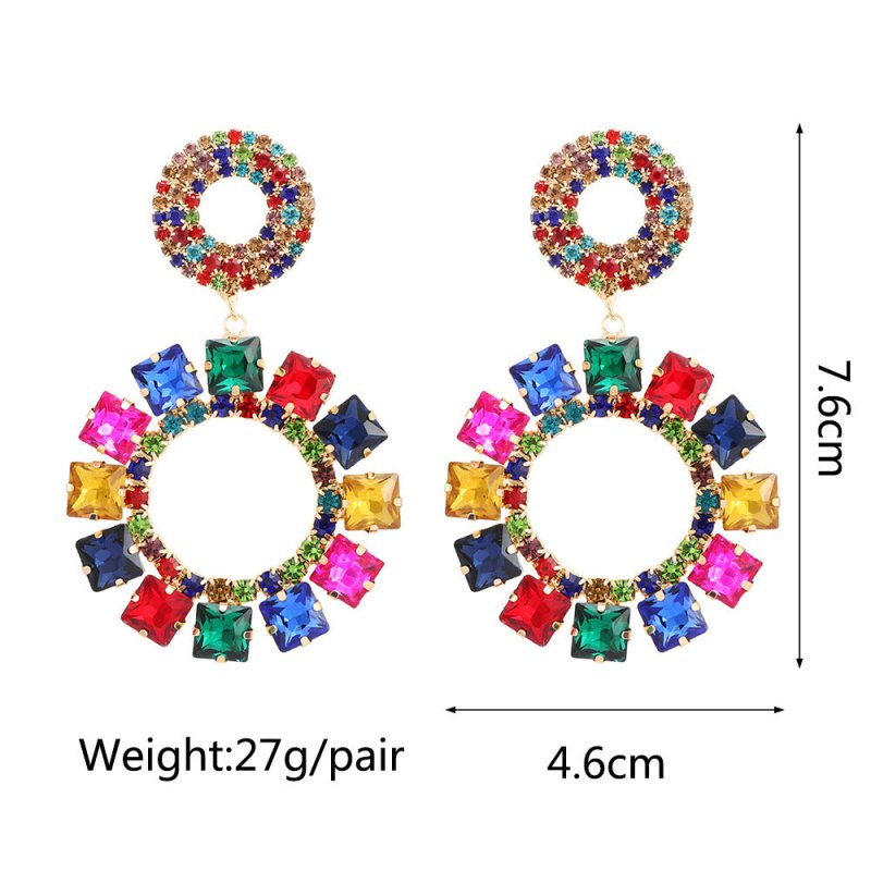 Round Pendant Earrings Female Clip Diamond Ornament-Jewearrings