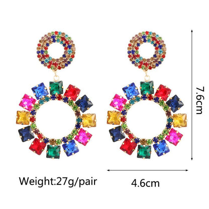 Round Pendant Earrings Female Clip Diamond Ornament-Jewearrings