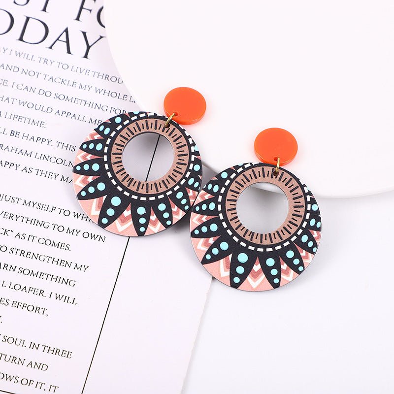 Round Polka Dot Acrylic Ethnic Style Geometric Earrings-Jewearrings