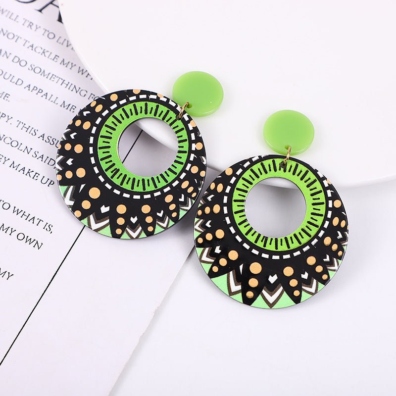 Round Polka Dot Acrylic Ethnic Style Geometric Earrings-Jewearrings