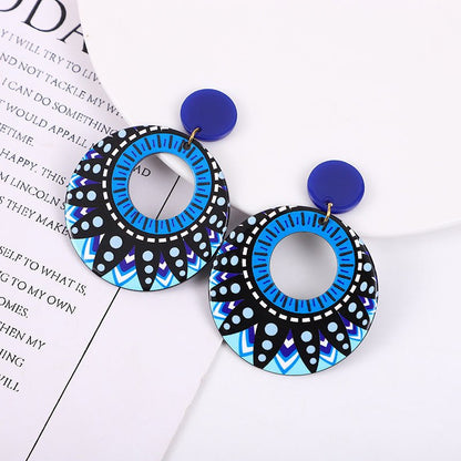 Round Polka Dot Acrylic Ethnic Style Geometric Earrings-Jewearrings