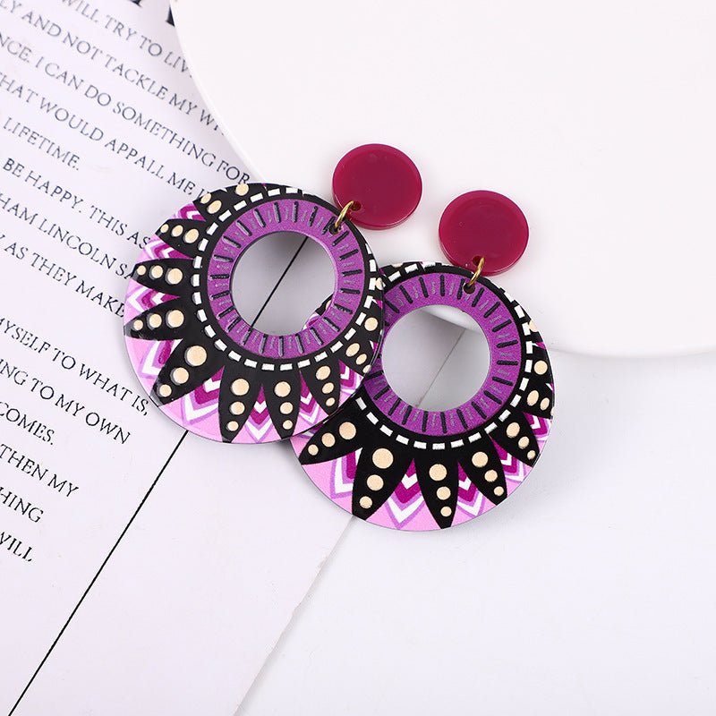 Round Polka Dot Acrylic Ethnic Style Geometric Earrings-Jewearrings