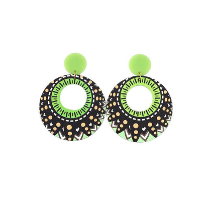 Round Polka Dot Acrylic Ethnic Style Geometric Earrings-Jewearrings