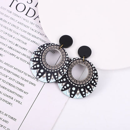 Round Polka Dot Acrylic Ethnic Style Geometric Earrings-Jewearrings