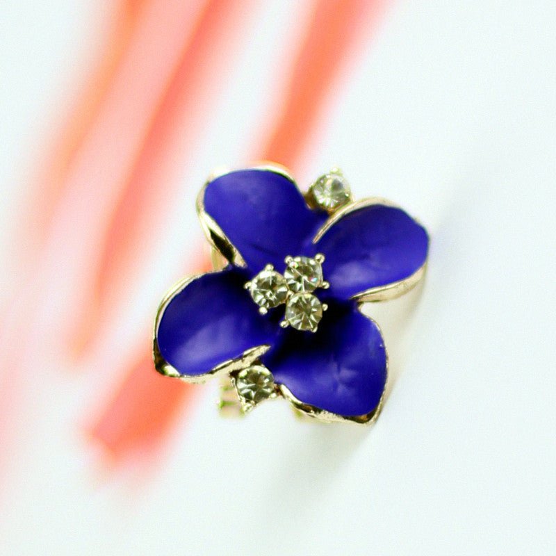 Royal Blue Three-Dimensional Frosted Inlaid Hao Stone Camellia Earrings-Jewearrings