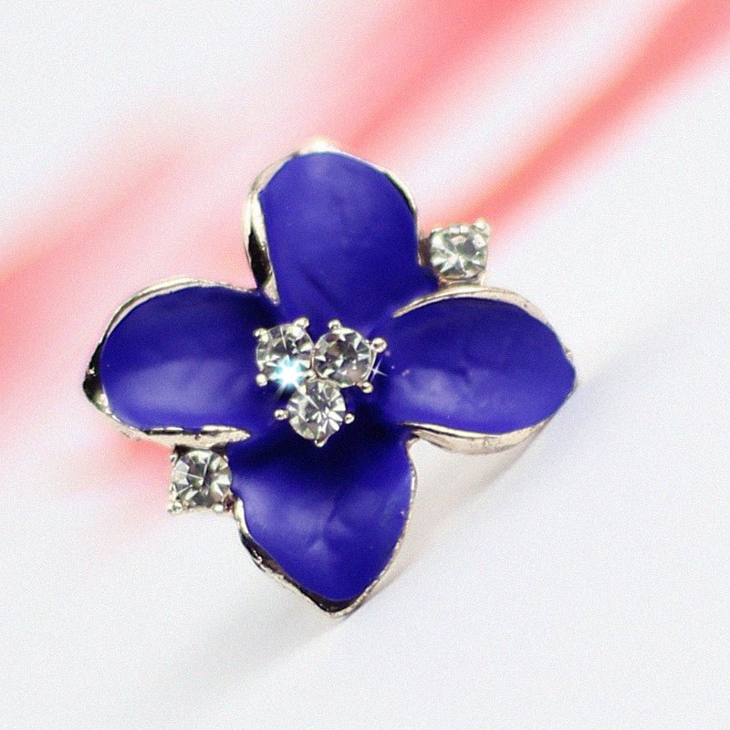 Royal Blue Three-Dimensional Frosted Inlaid Hao Stone Camellia Earrings-Jewearrings